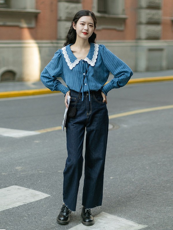 LRUD女装2023春夏季黑色阔腿裤