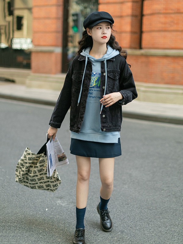 LRUD女装2023春夏季蓝色卫衣