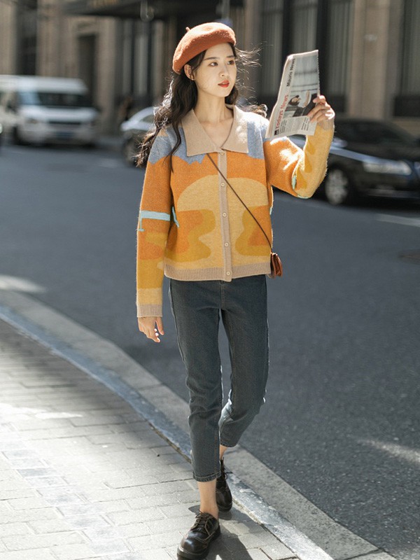 LRUD女装2023春夏季黄色针织衫