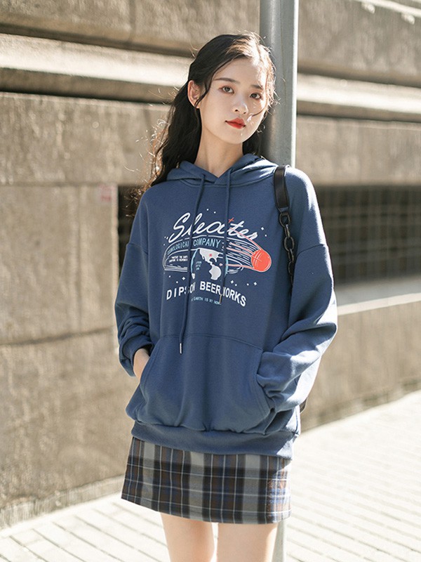 LRUD女装2023春夏季蓝色卫衣