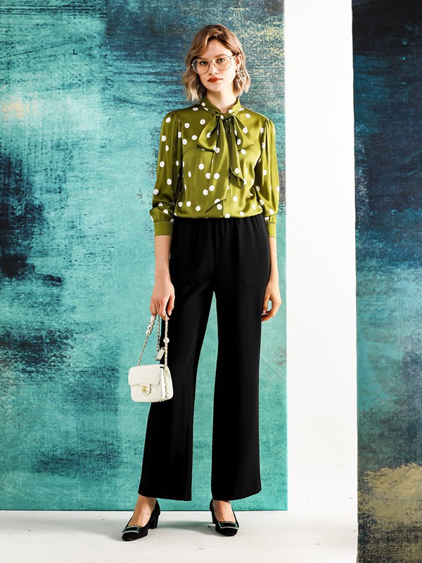 四月初九女装2023春夏季绿色衬衫