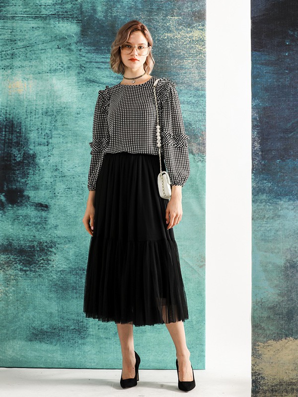 四月初九女装2023春夏季黑色长裙