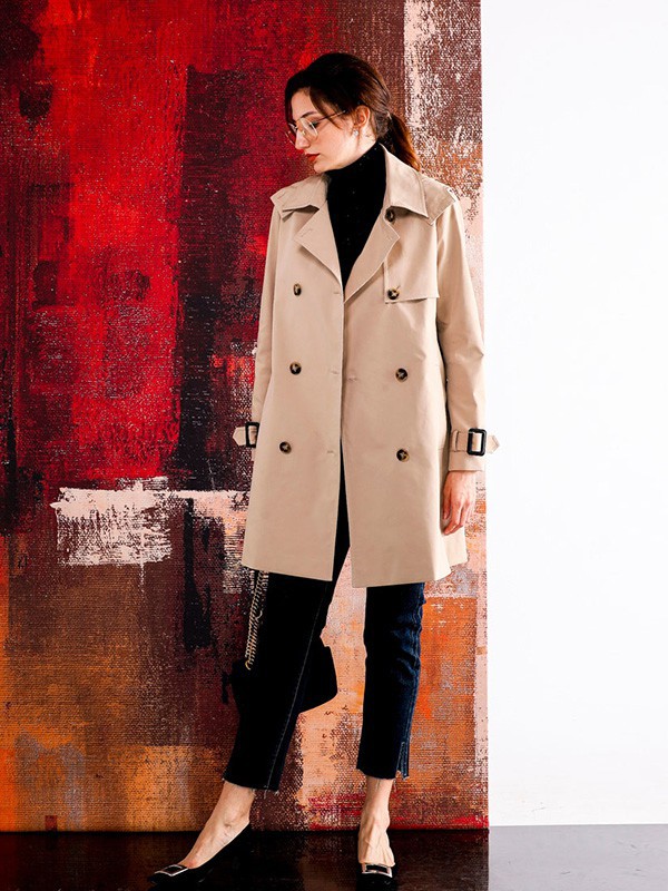 四月初九女装2023春夏季卡其色大衣