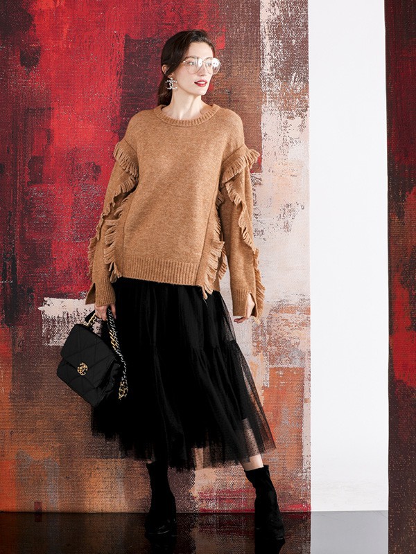 四月初九女装2023春夏季黑色纱裙