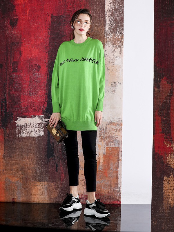 四月初九女装2023春夏季绿色T恤