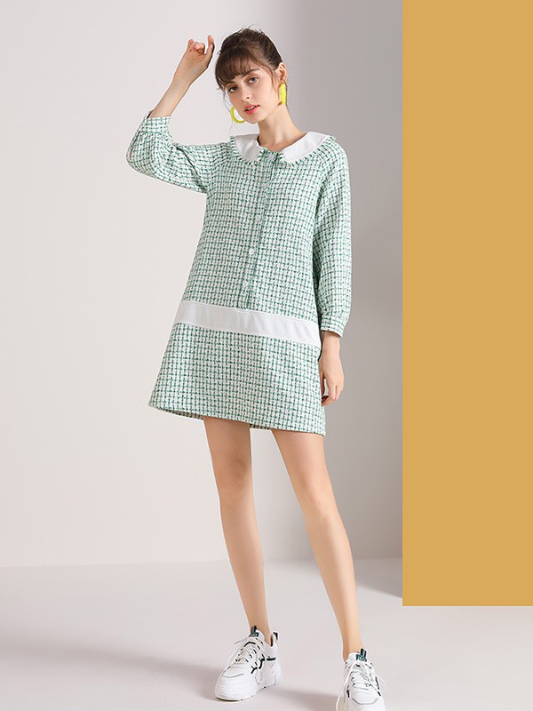 佐幕妮女装2023春夏季绿色连衣裙