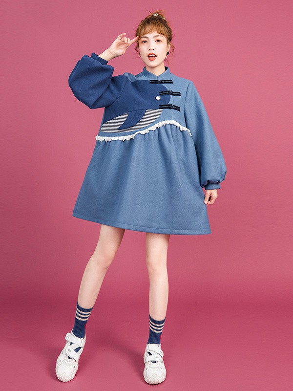 凯莉欧2022春夏季蓝色连衣裙