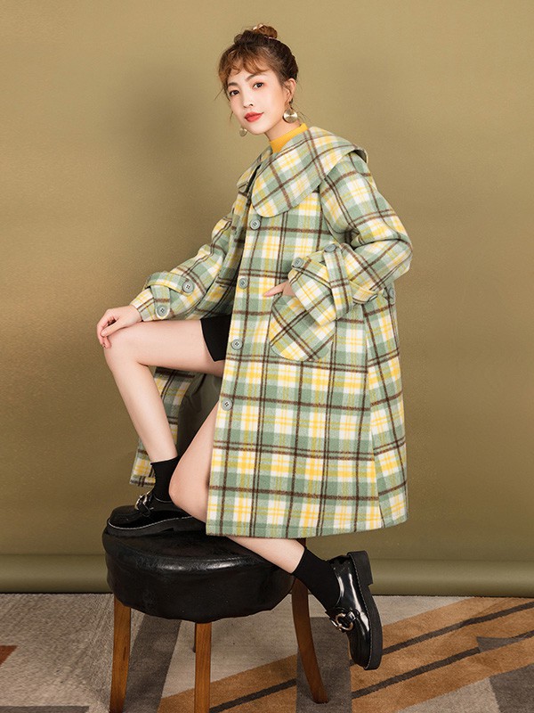 凯莉欧女装2022秋冬季绿色大衣