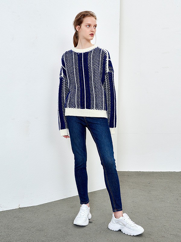 画伊2022春夏季藏蓝色长裤