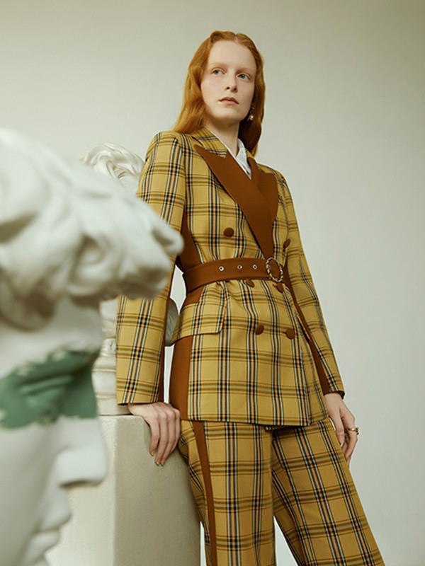 米岫2022秋冬季黄色西装裤