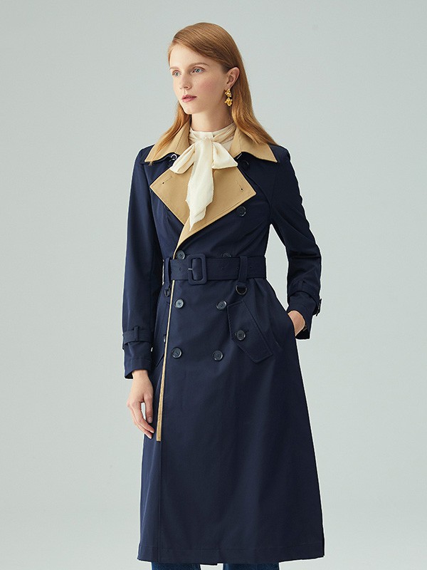 米岫女装2022秋冬季蓝色大衣