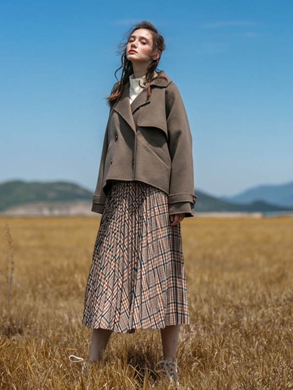 COCOCASA女装2022秋冬季黑色风衣