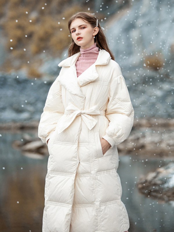 COCOCASA女装2022秋冬季白色羽绒服