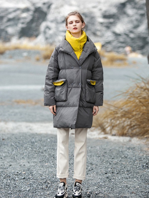 COCOCASA女装2022秋冬季黑色棉服