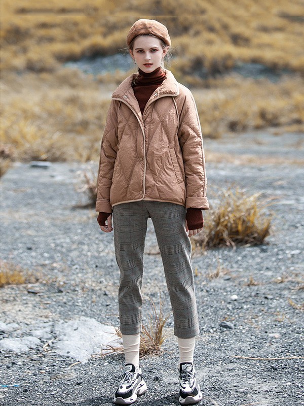 COCOCASA女装2022秋冬季灰色长裤