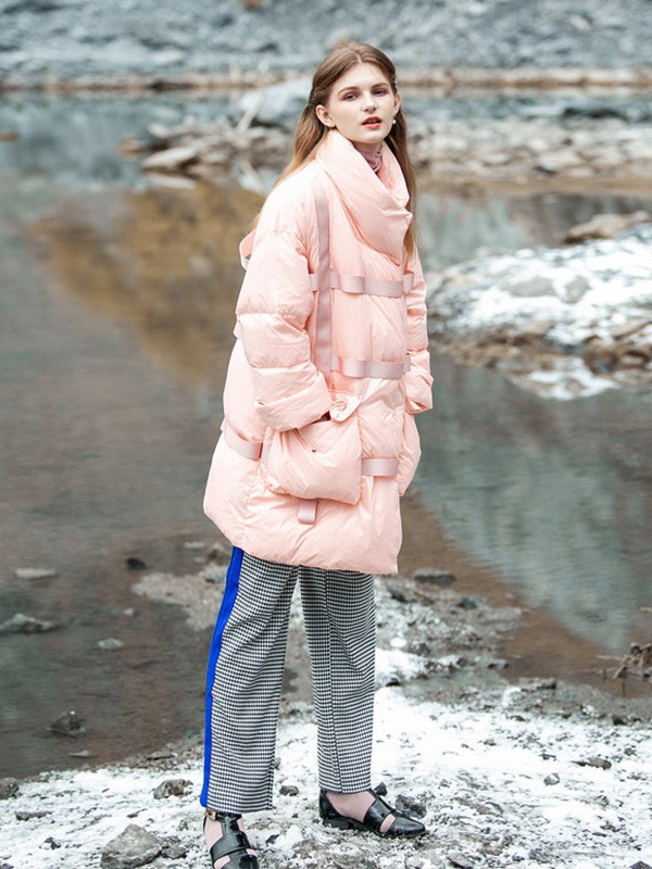 COCOCASA女装2022秋冬季粉色棉服