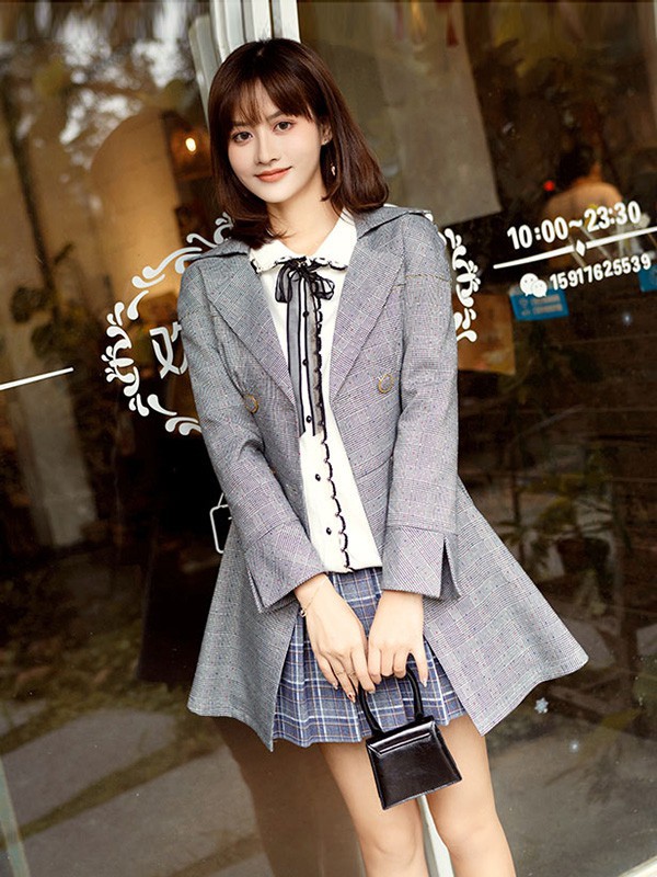 爱泰女装2022秋冬季灰色百褶裙