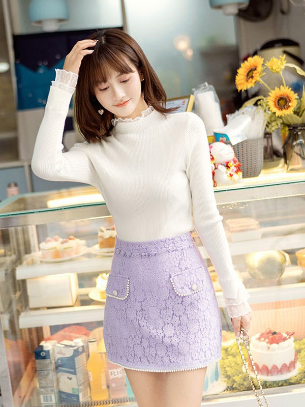 爱泰女装2022秋冬季紫色短裙