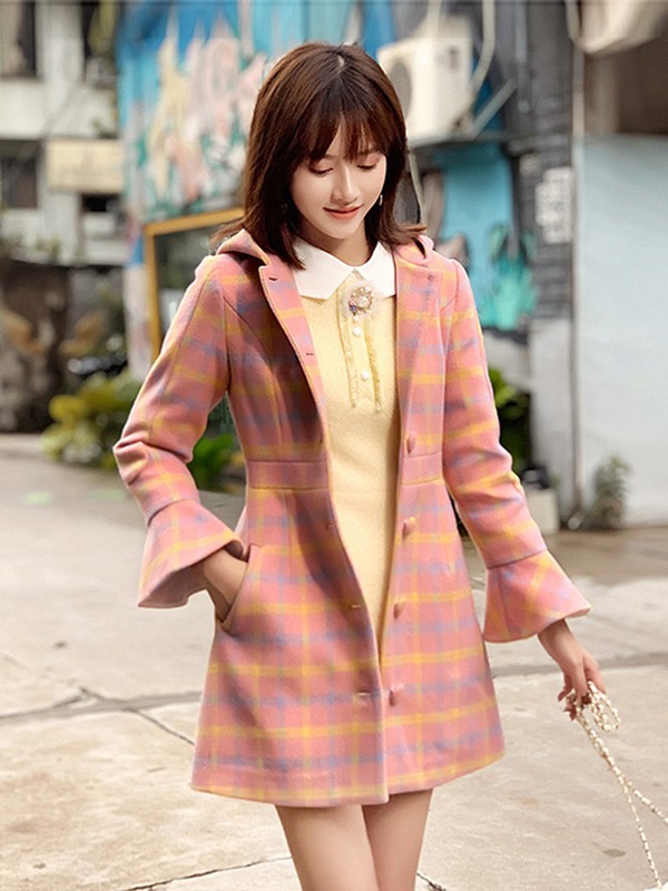 爱泰女装2022秋冬季粉色大衣