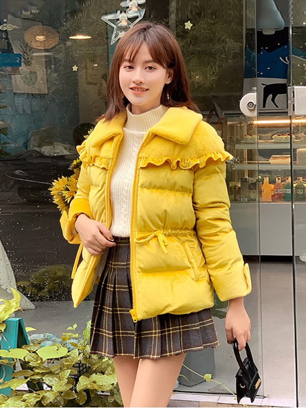 爱泰女装2022秋冬季黄色棉服