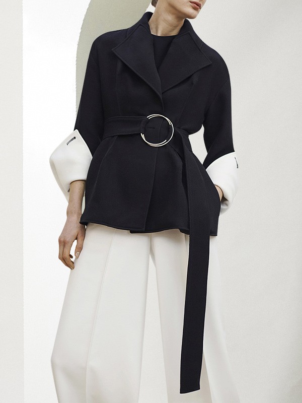 漫逸春色2022秋冬季黑色大衣