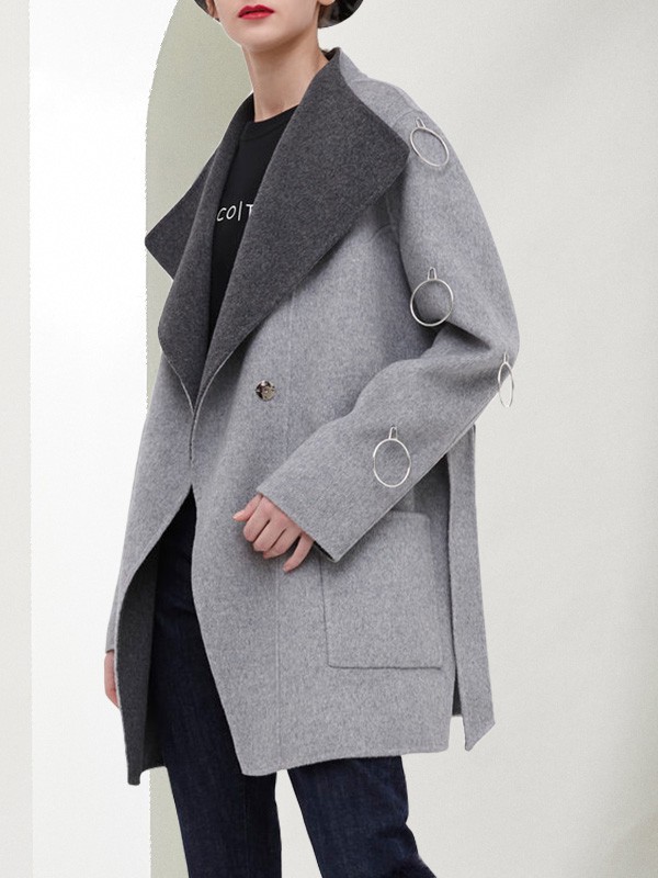 漫逸春色2022秋冬季灰色大衣