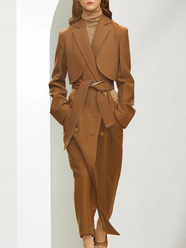 漫逸春色2022秋冬季咖啡色大衣