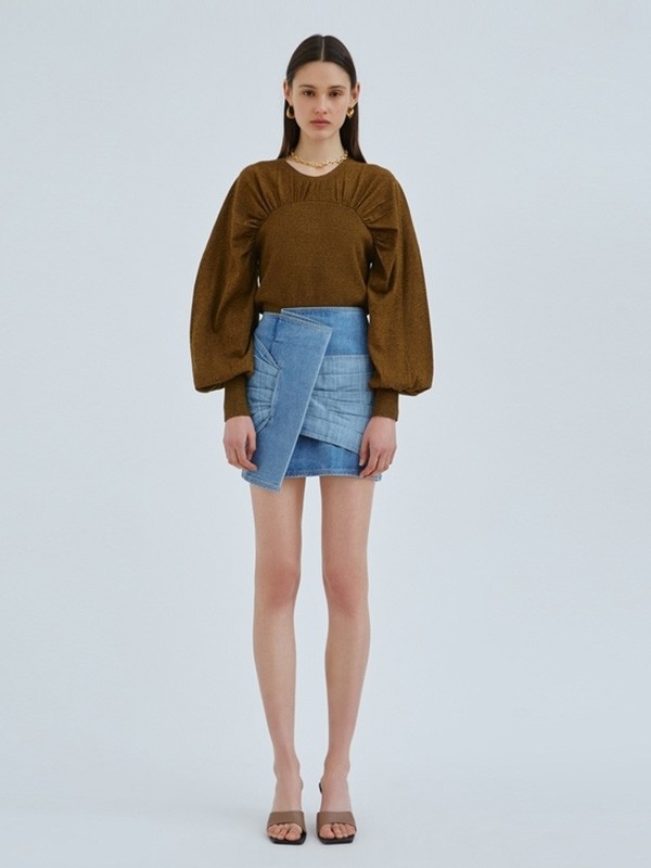 C/MEOCOLLECTIVE女装2022秋冬季蓝色短裙