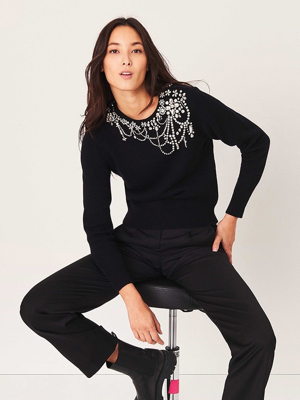 巴安斯女装2022秋冬季黑色T恤