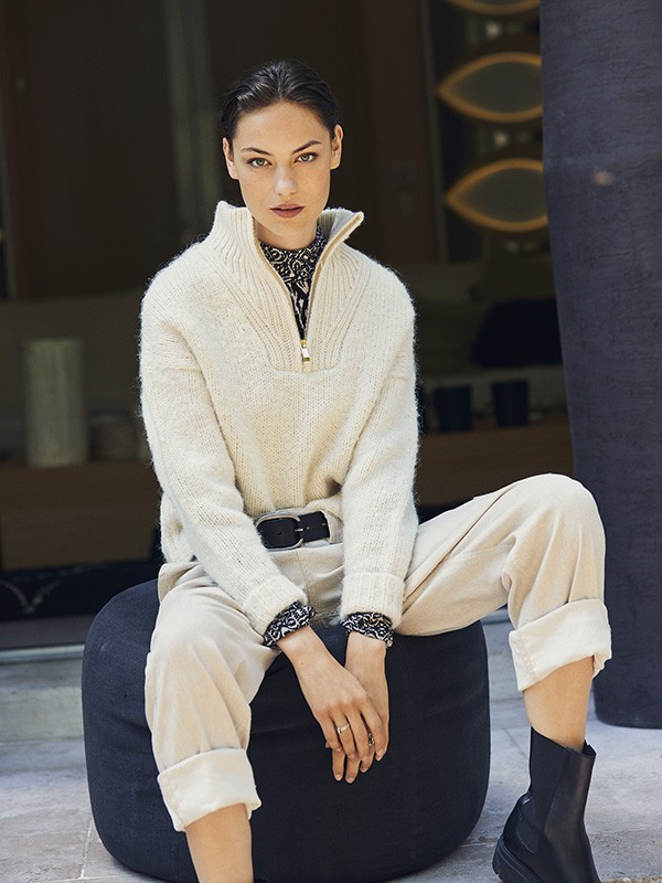 巴安斯女装2022秋冬季白色长裤