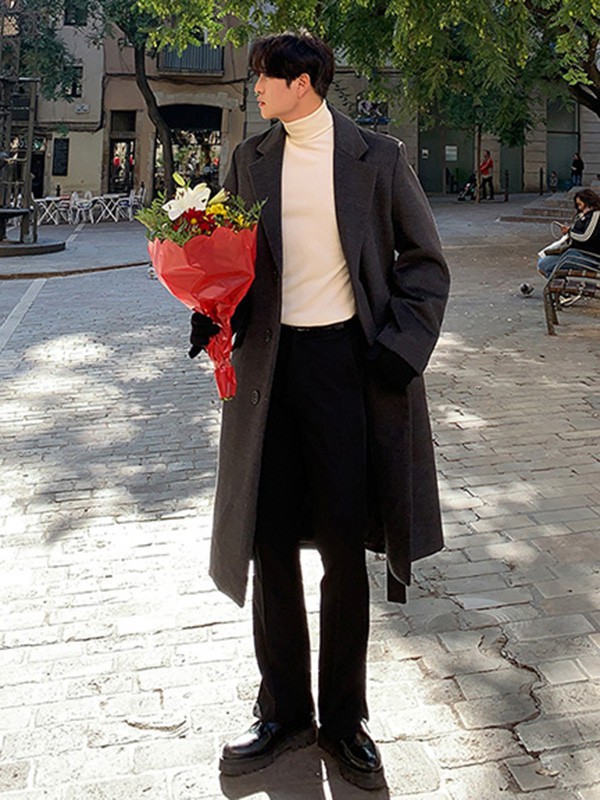 GREENHOMES男装2022秋冬季黑色长裤