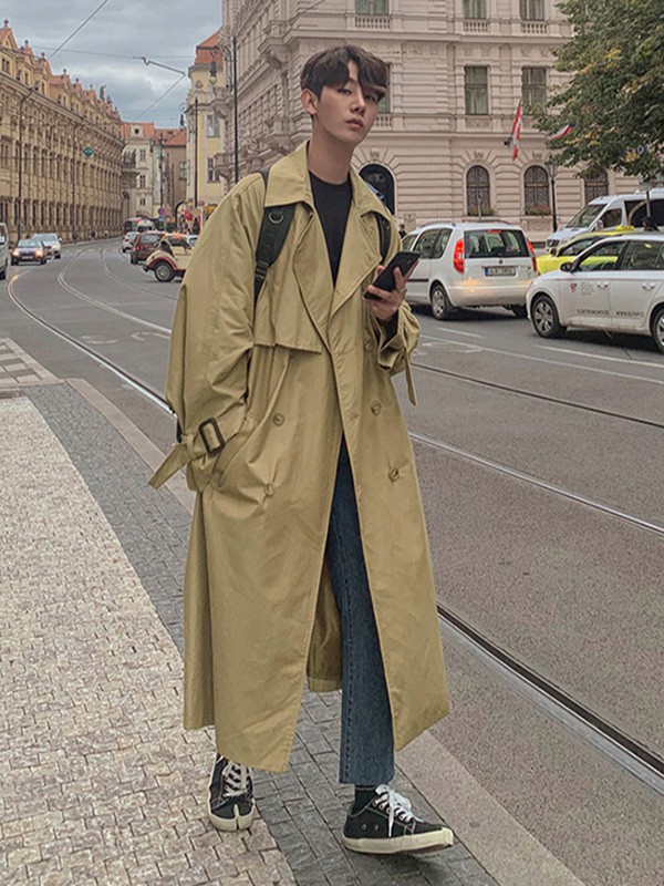 GREENHOMES男装2022秋冬季黄色风衣