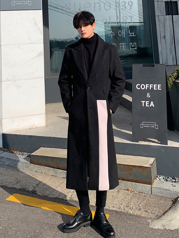 GREENHOMES男装2022秋冬季黑色大衣