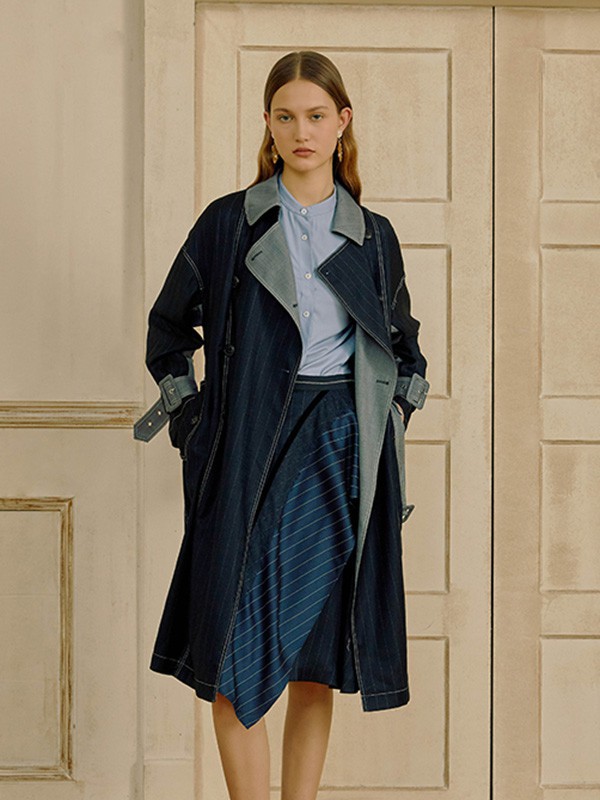 Bouthentique女装2022秋冬季藏蓝色半身裙