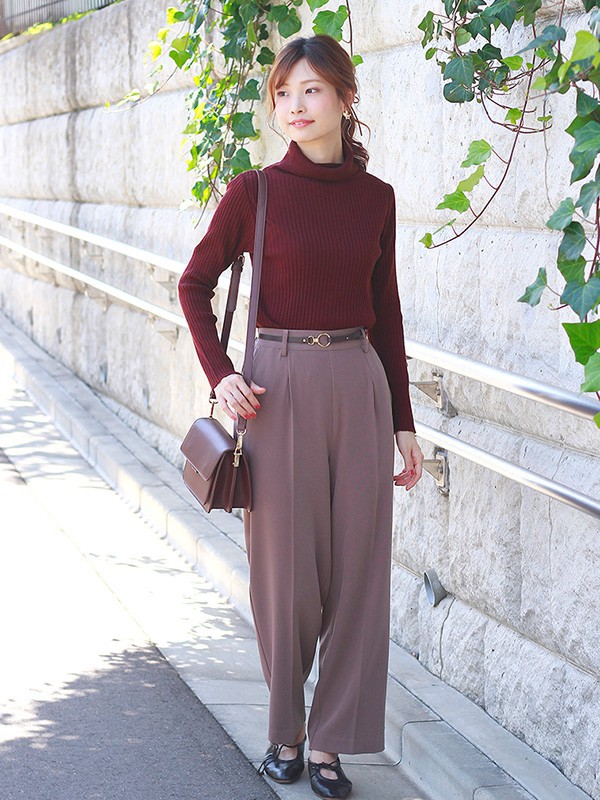 CRISP女装2022秋冬季酒红色针织衫