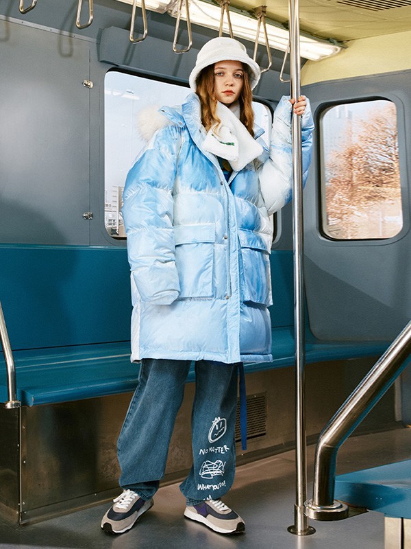 BEASTER休闲装2022秋冬季蓝色棉服