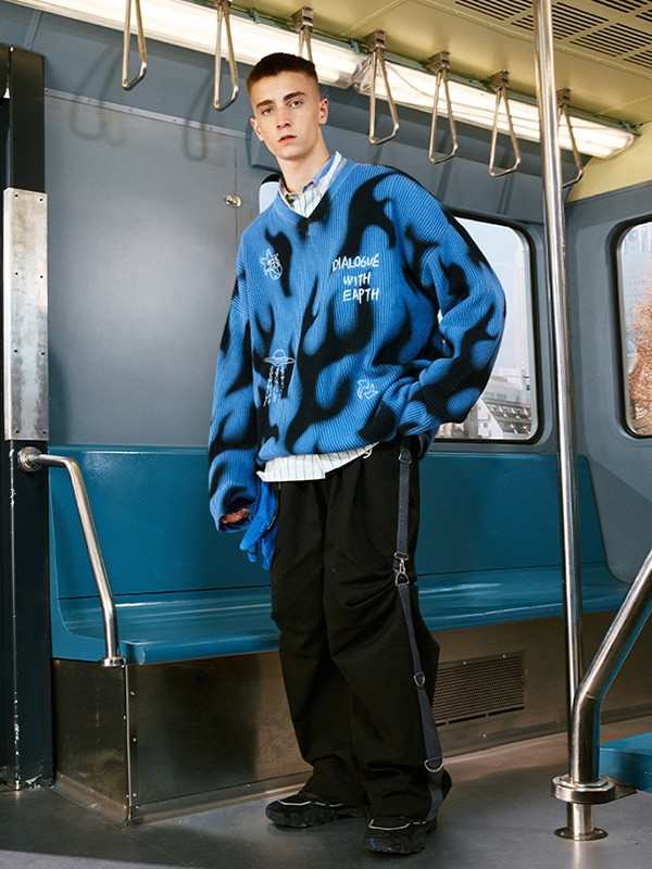 BEASTER休闲装2022秋冬季黑色阔腿裤