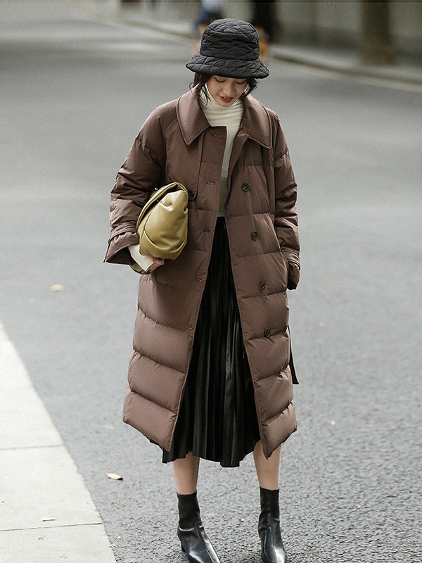 欧可芮2022秋冬季咖啡色棉服