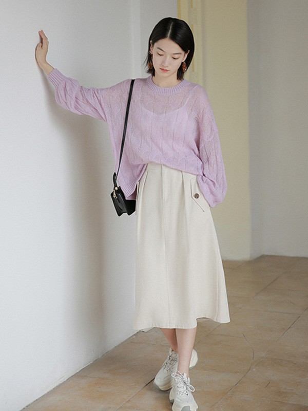 欧可芮2022秋冬季白色长裙