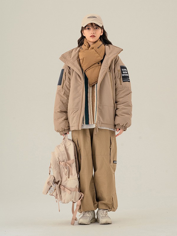 MOSTWANTEDLAB休闲装2022秋冬季卡其色工装裤