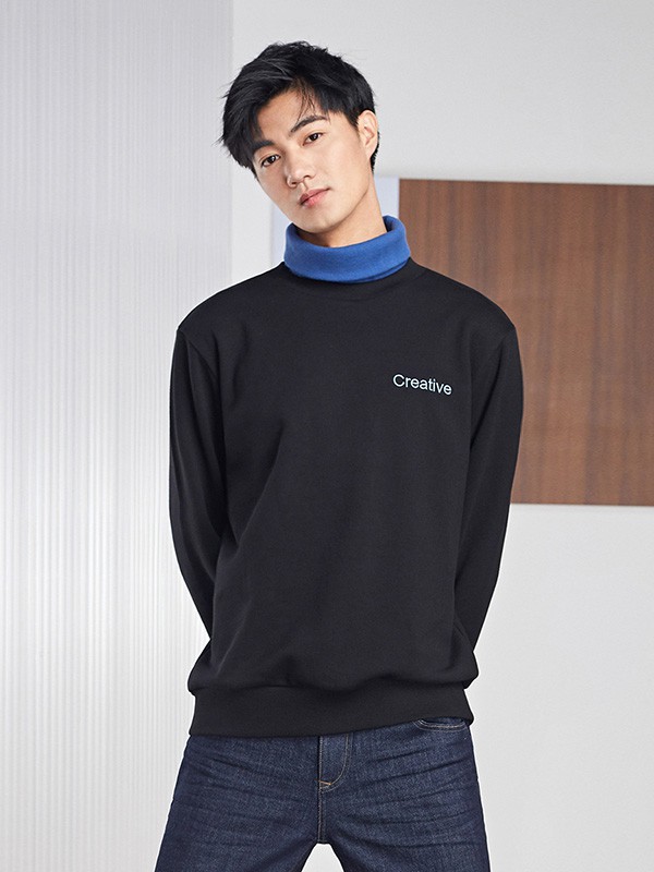 BENATRY男装2022秋冬季黑色T恤