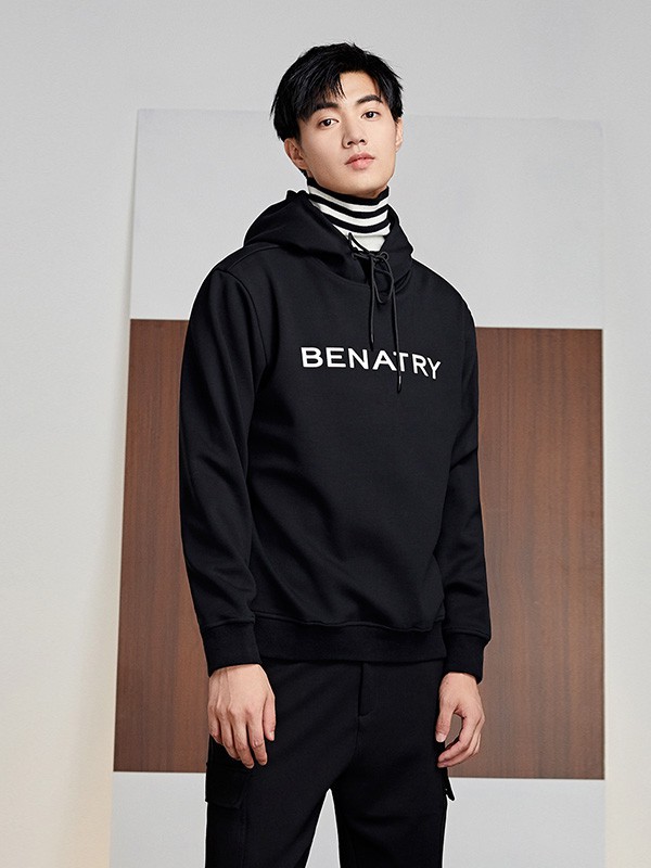 BENATRY男装2022秋冬季黑色T恤