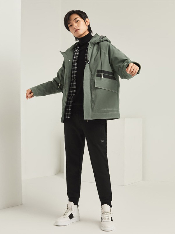 BENATRY男装2022秋冬季绿色派克服