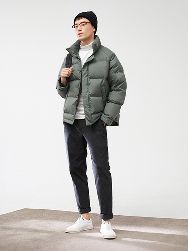 THESSNCE男装2022秋冬季绿色棉服