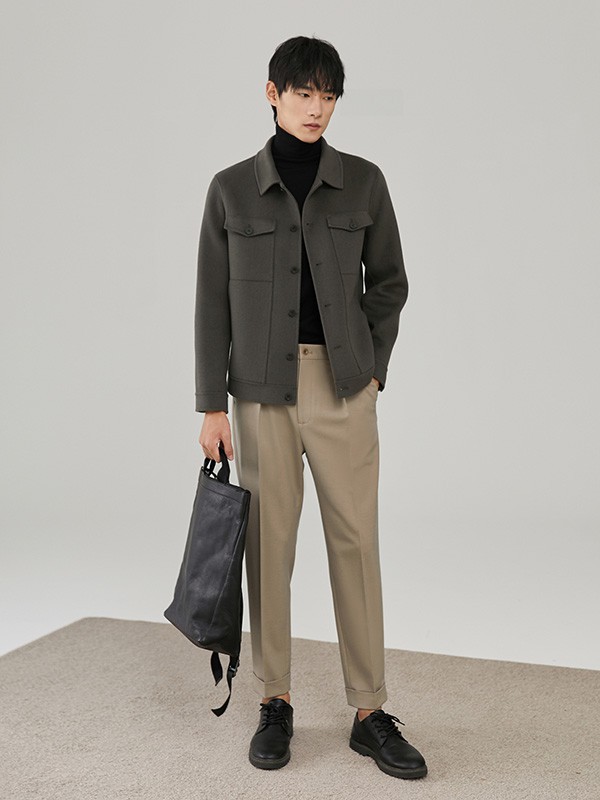 THESSNCE男装2022秋冬季灰色大衣