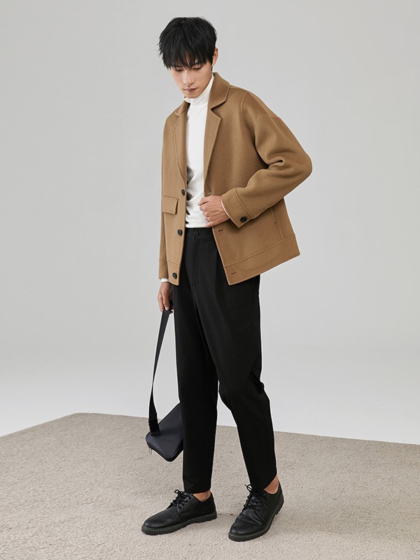 THESSNCE男装2022秋冬季卡其色西装