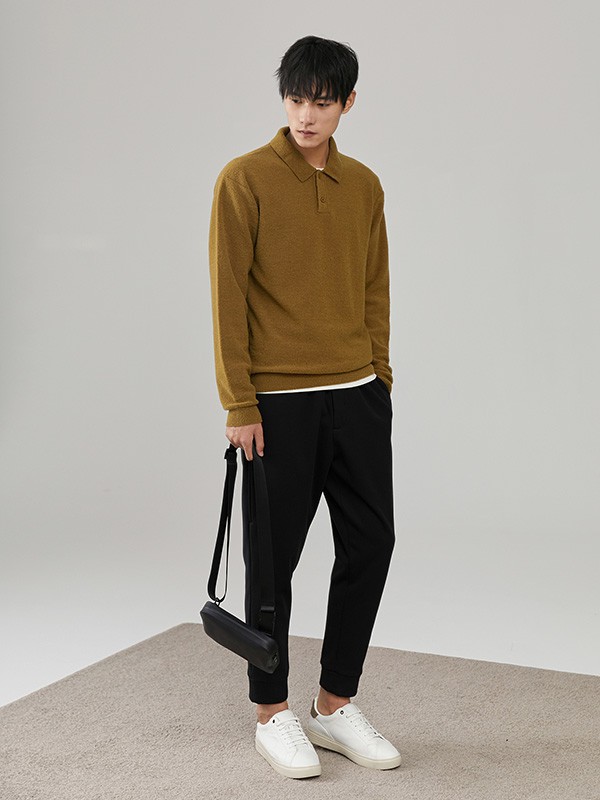 THESSNCE男装2022秋冬季咖啡色毛衣