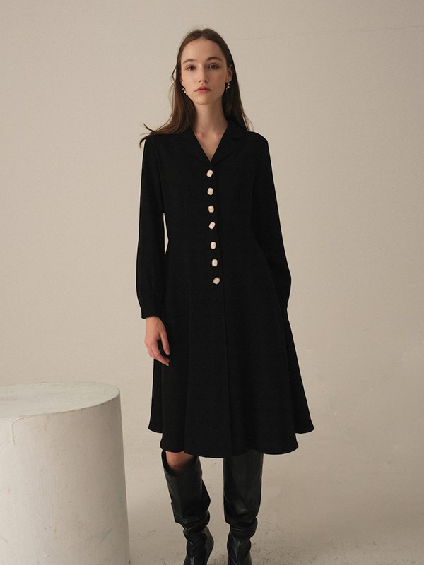 花纳2023春夏季黑色连衣裙