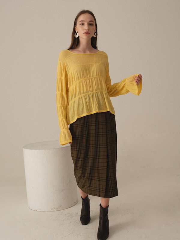 花纳女装2023春夏季黄色针织衫