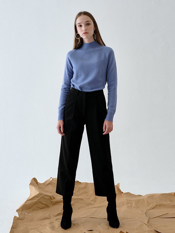 花纳女装2023春夏季黑色阔腿裤